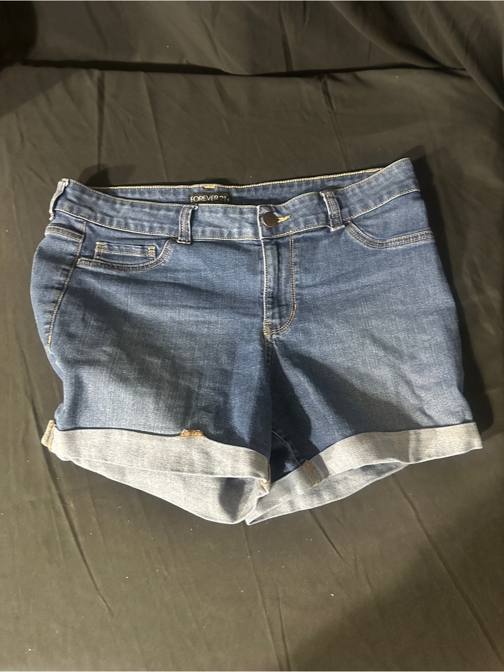 Forever 21 Women's Blue Denim Roll-Cuff Shorts-forever 21 plus-size 14-#630